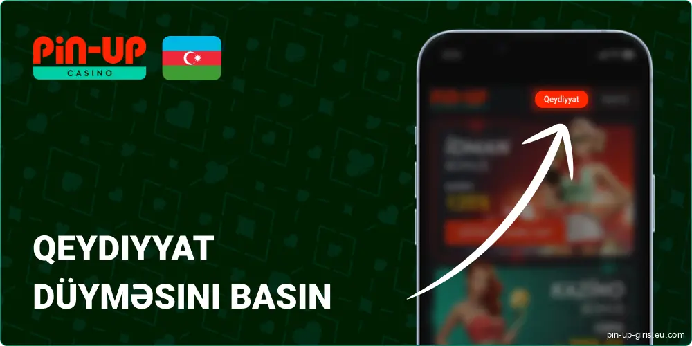 Pin Up Azerbaijan-da formanı açmaq üçün ekranın yuxarısındakı qırmızı “Qeydiyyatdan keç” düyməsinə vurun